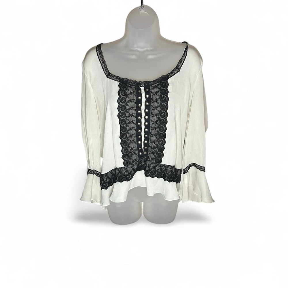 Allison Taylor White Blouse with Black Lace